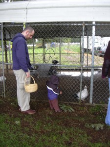 Ryan and Xander checking out the Muscovy ducks.